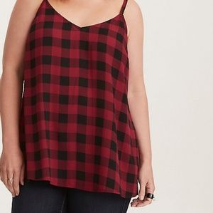 PLAID GEORGETTE SIDE SLIT CAMI